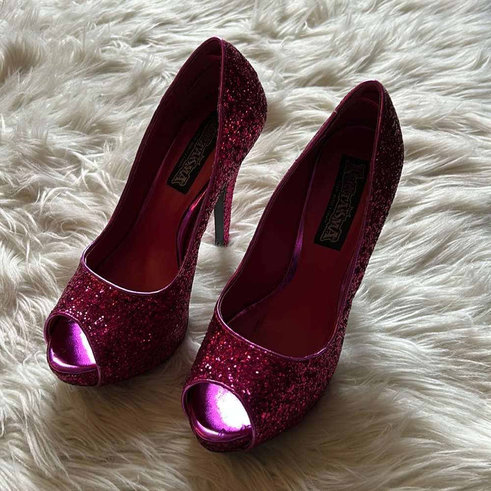 Funtasma Hot Pink Sparkly Heels Size 9M
